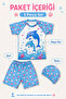Girl's Dolphin Patterned 3-Piece Beach Set with Shorts and Swimsuit, Includes a Cap - 5