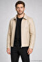 Men's Beige Fur Collared Comfortable Fit Leather Jacket - 3