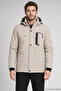 Men's Stone Hooded Fur-Lined Water and Wind-Resistant Outdoor Softshell Coat
