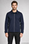 Men's Navy Blue Oversize Zippered Quilted Cashmere Jacket
