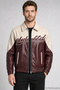 Men's Burgundy Double Color Oversize Faux Leather Jacket with Fur Inside - 4