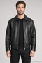 Men's Black Fur Collared Comfortable Fit Leather Jacket - 3