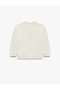 Long Sleeve Two-Thread Raised Cotton Crew Neck Sweatshirt with Teddy Bear Embroidery - 4