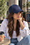 Navy Blue Plain Baseball Cap with Adjustable Velcro on the Back, Unisex Cap – Casual Sports Basic Model Hat - 4