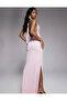 Halter Neck Micro Maxi Dress with Scarf Detail Pink - 2