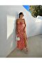Orange Thin Strap Front Tie Slit Detail Woven Dress - 3