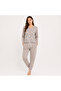 Women's Cotton Collared Buttoned Pocketed Gift Bundle and Dowry Set Light Brown Color Pajama Set Al50 - 2