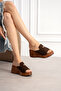 Mnr-1402 Filled Sole Buckle Detailed Slippers