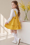 Girl's Helen Yellow Strap Tie Gilet October 29 Dress Ecru Lace Long Sleeve Blouse Evening Dress Set - 5