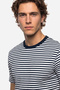 Men's Navy Blue Striped Comfort Fit Crew Neck T-Shirt - 3