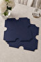 Embroidered Leather American Service Set of 2 Double-Sided Square Placemats 45X45 cm Otis Navy Blue - 5