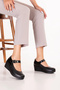 Genuine Leather Wedge Heel Daily Mother Shoes Nhr.349 Black - 3