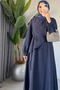 Shawl Collar Belted Long Dress - 2