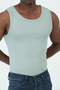 Men's Halter Neck Combed Cotton Camisole Fitted Fit Sportsman Lycra Athlete Mint - 8