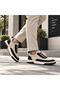 Ba0911 Beige Black Men's Sneaker - Special Knitted Knitwear Breathable Leather Powder Detail Lightweight Comfortable Daily Sports Shoes - 2