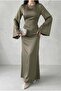 Back Drawstring Hijab Evening Dress - 3