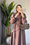 Shawl Collar Belted Long Dress