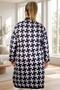 Geometric Patterned Broch Detailed Long Sleeve Shal Collar Large Size Knitting Cardigan - 5