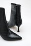 Women's Crocodile Black Patterned Heeled Boots