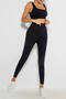 Women's Ribbed Leggings Bustier Set High Waist Padded Wide Straps - 8