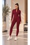 Burgundy Fleece Fitted Jumpsuit - 5
