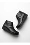 Artı-Artı020-Dr/0320 Genuine Leather Black Daily Women's Comfort Velcro Elastic Wedge Heel Boots - 8