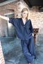 Bronch Detailed Side Pocketed Thick Belted Rayon Fabric Double Suit - 2