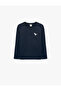 Dinosaur Embroidery Long Sleeve Crew Neck Cotton T-Shirt - 3