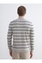 Nevavm Farkıyla Lcwaikiki Classic Beige Knitwear Striped Stand Collar Men's Sweater - 4