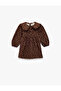 Cotton Loose Fit Long Sleeve A-Line Doll Collar Flannel Floral Dress - 4