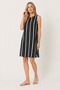 Black and White Striped Sleeveless Women's Dress Relaxed Fit Summer Dress - 3