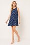 Navy Blue Floral Patterned Sleeveless Women's Dress Relaxed Cut Summer Midi Dress - - 4