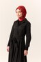 Thin Cotton Soft Scarf Red-Black Patterned Non-Slip Textured Tok Duruşlu 90X90 - 5