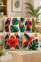 Tropical Parrot Patterned Embroidery-Looking Digital Printed Decorative Throw Pillow Cover 43X43 cm – (Double-Sided)