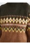 Nevavm with Difference Lcw Vision Brown Half Turtleneck Patterned Women's Knitwear Sweater - 6
