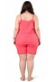Pomegranate Flower Large Size Pajama Set with Suspender Shorts - 2