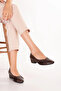 Women's Genuine Leather Short Heeled Shoes Special for Bone Protrusion Vdt.05 Brown - 7