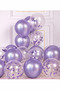 25 Pieces Lilac, Latex Helium Balloon Set with Transparent Confetti