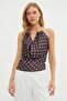 Polka Dot Satin Blouse with Neck Accessory - 2