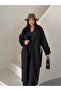 Oversize Low Sleeve Double Breasted Cashmere Coat Black - 3