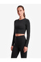 Slim Fit Crew Neck Long Sleeve Crop Sports T-Shirt - 2