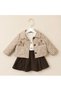 3-Piece Baby Girl Set with Checkered Quilted Coat, Velvet Skirt and Shirt - 5