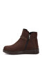Women's Brown Suede Zippered Thick Soled Boots - 5