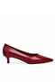 Lang Women's Red Short Heeled Comfortable Sole Pointed Toe Classic Heeled Shoes