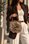 Flora |   Women's Suede Bag Large Floral Bamboo Handle Handbag