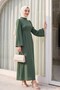 Hakim Collar Belted Dress -Khaki - 4