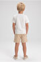 Boy's Combed Cotton Shorts Set Cream - 5