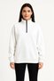 Women's White Three-Thread Stand Collar Half-Zip Sweatshirt - 4