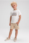 Boy's Combed Cotton Shorts Set Cream - 4