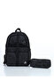 Black Patterned 3-Piece School Bag Set – Primary School Backpack, Lunch Bag, and Pencil Case 7020 - 2